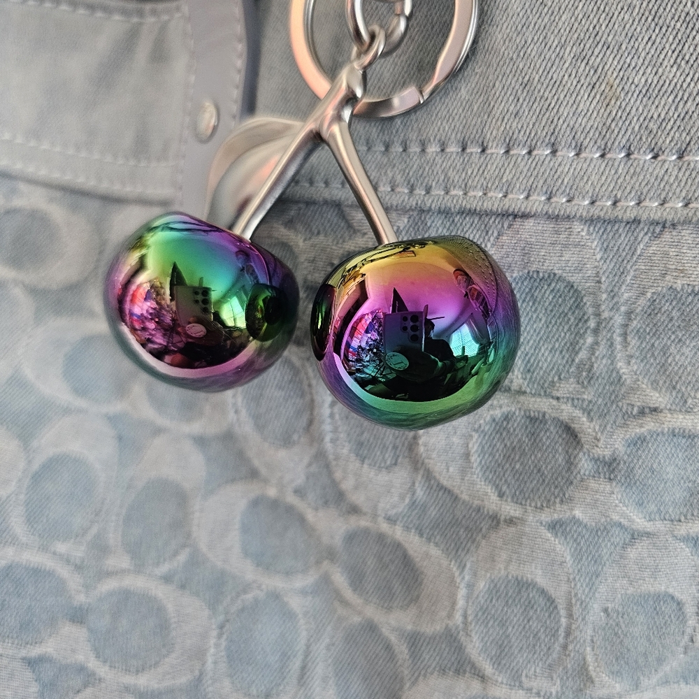 Fashion Gradient Cherries Keyring Bag Charm - Picture 3 of 4
